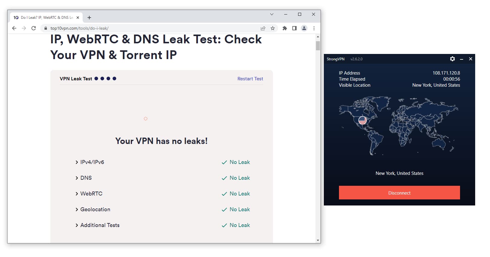 StrongVPN passed our leak tests
