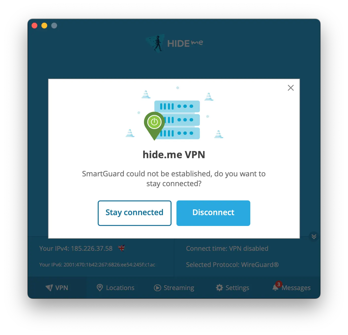 SmartGuard failed to connect and block ads