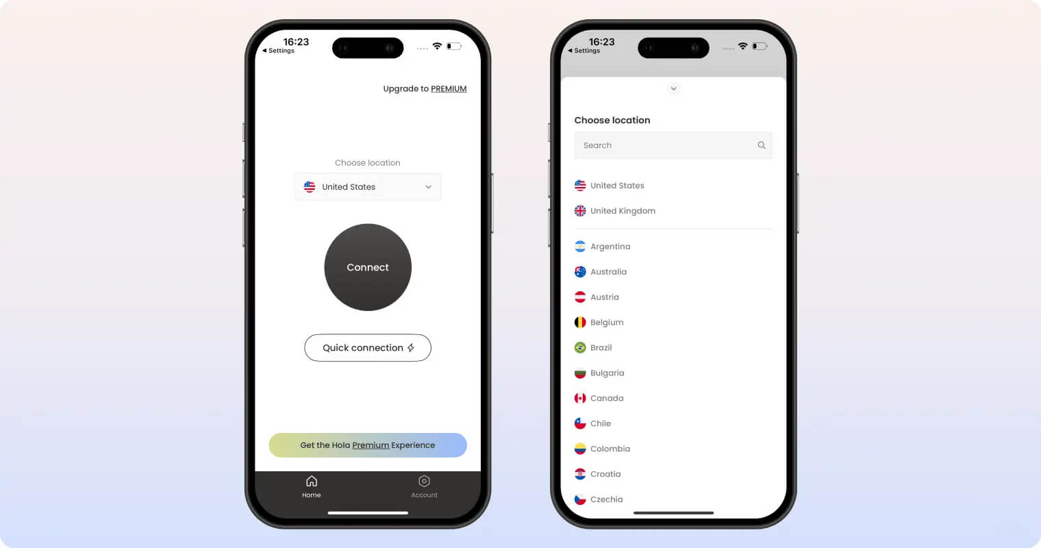 Hola’s iOS app