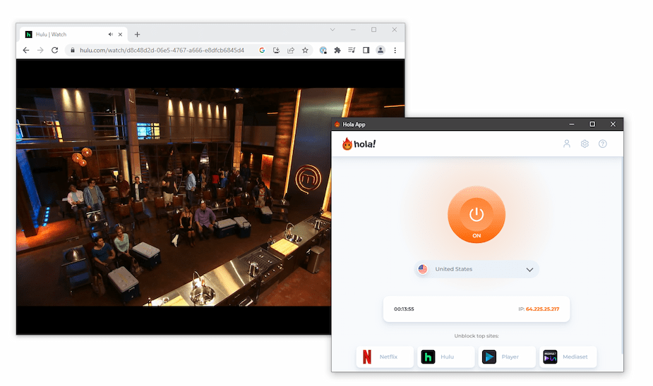 accessed Hulu with Hola
