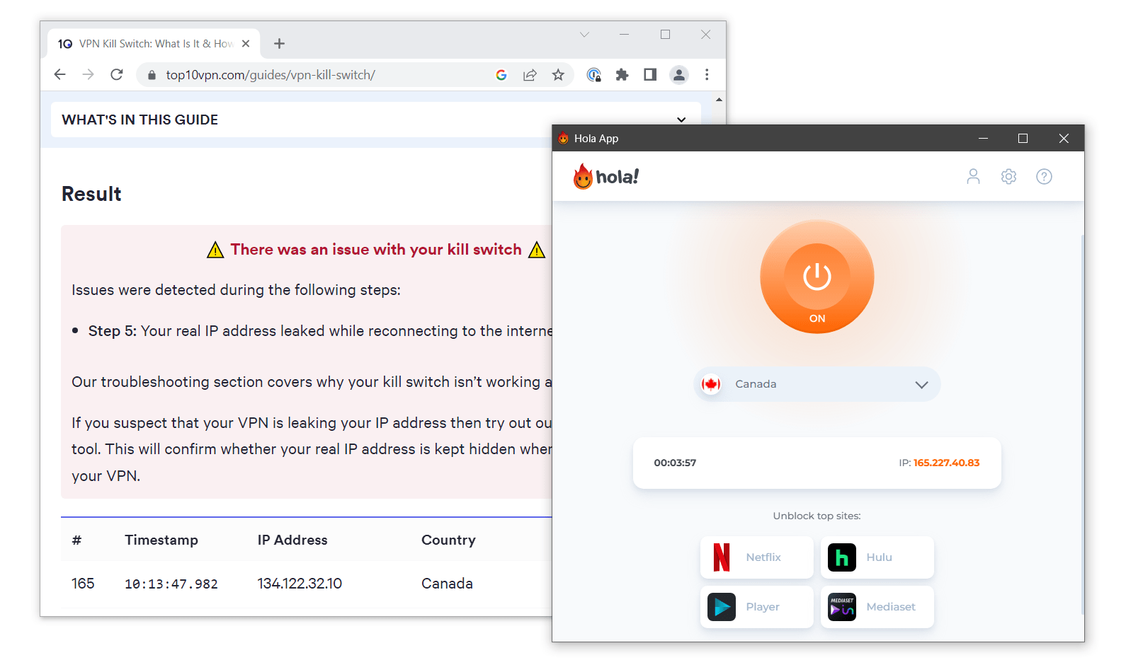 leaked our real IP address during reconnection