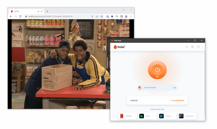 Hola VPN worked with US Netflix