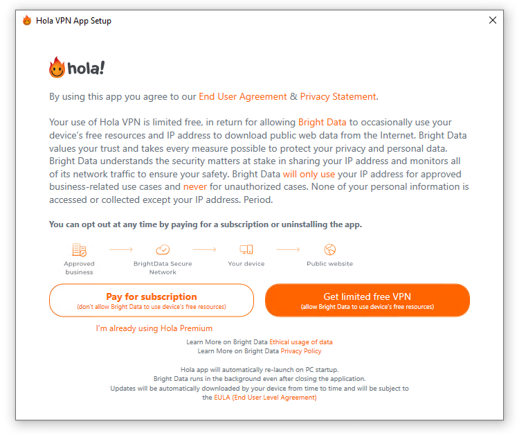 Hola VPN openly admits to using your IP address and bandwidth