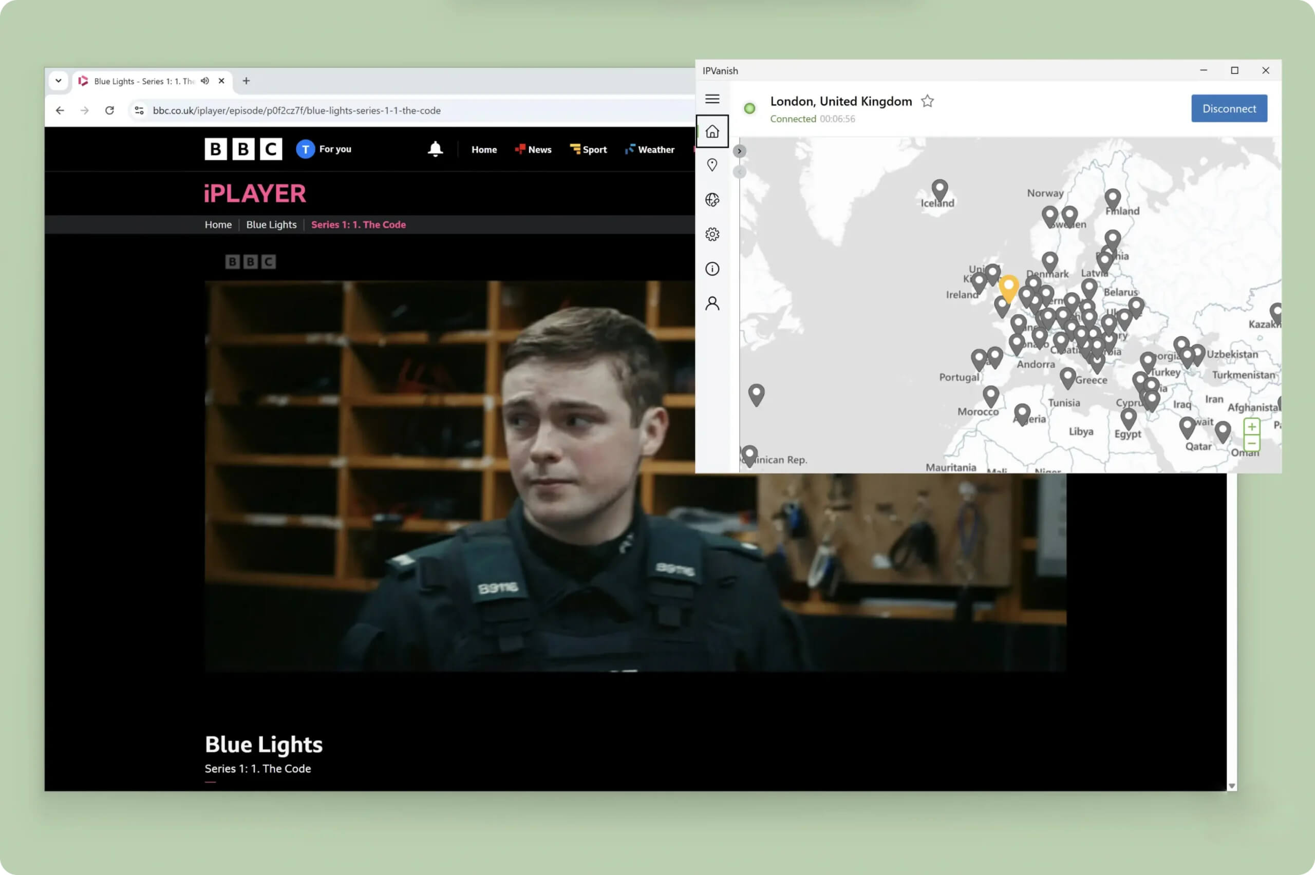 Using IPVanish, we streamed live and on-demand content on BBC iPlayer.
