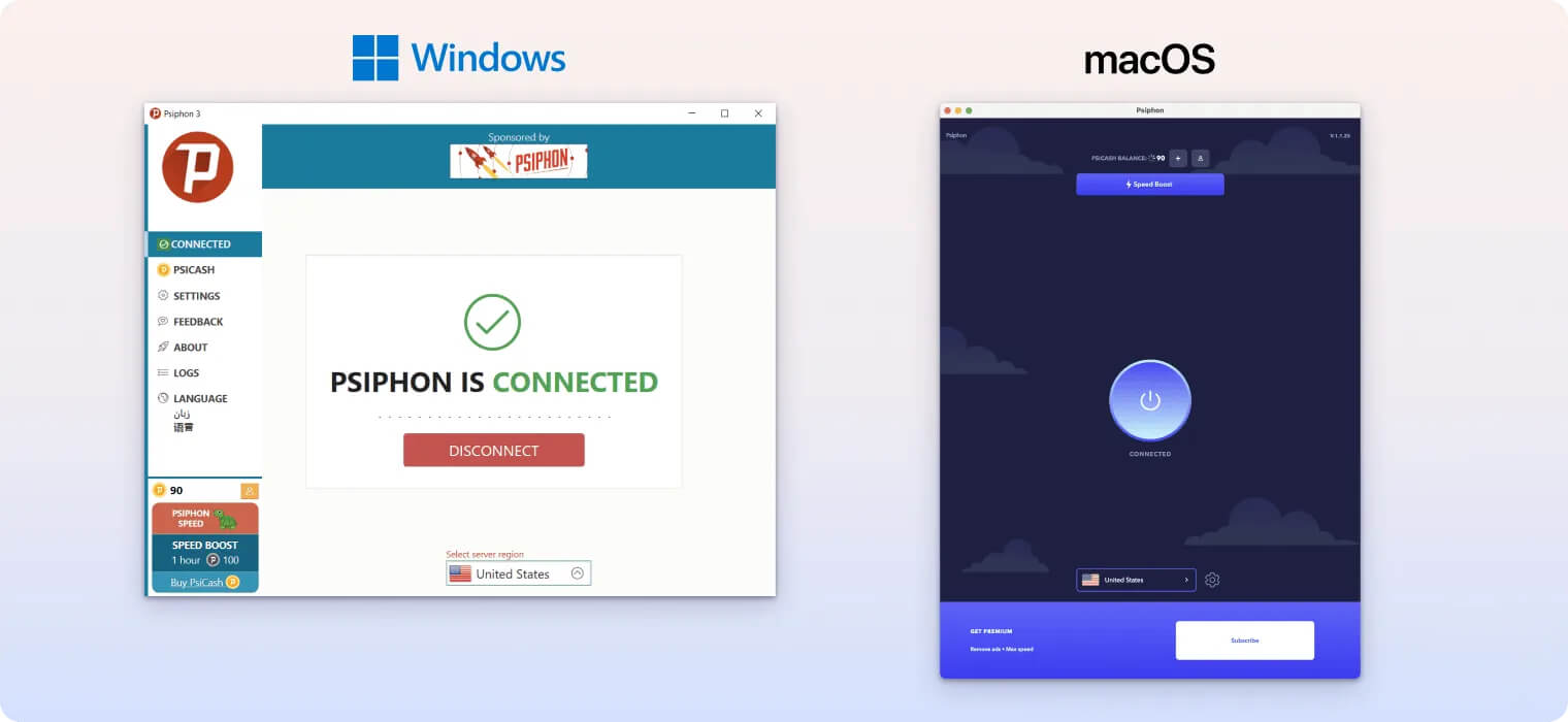 Psiphon on Desktop