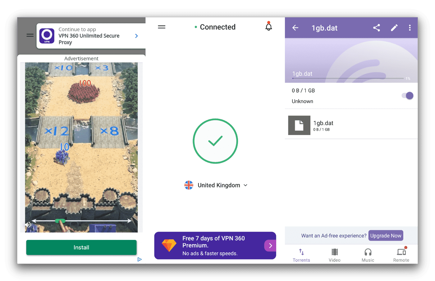 VPN 360 refused to permit downloads using BitTorrent