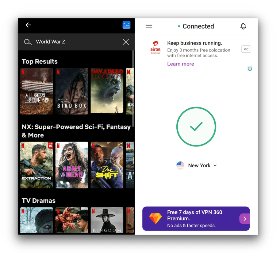 VPN 360 only able to stream Netflix original content