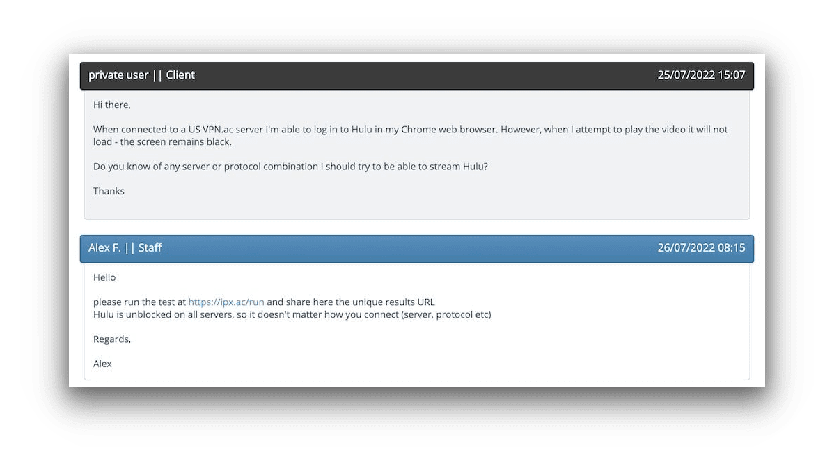 VPN.AC’s customer support