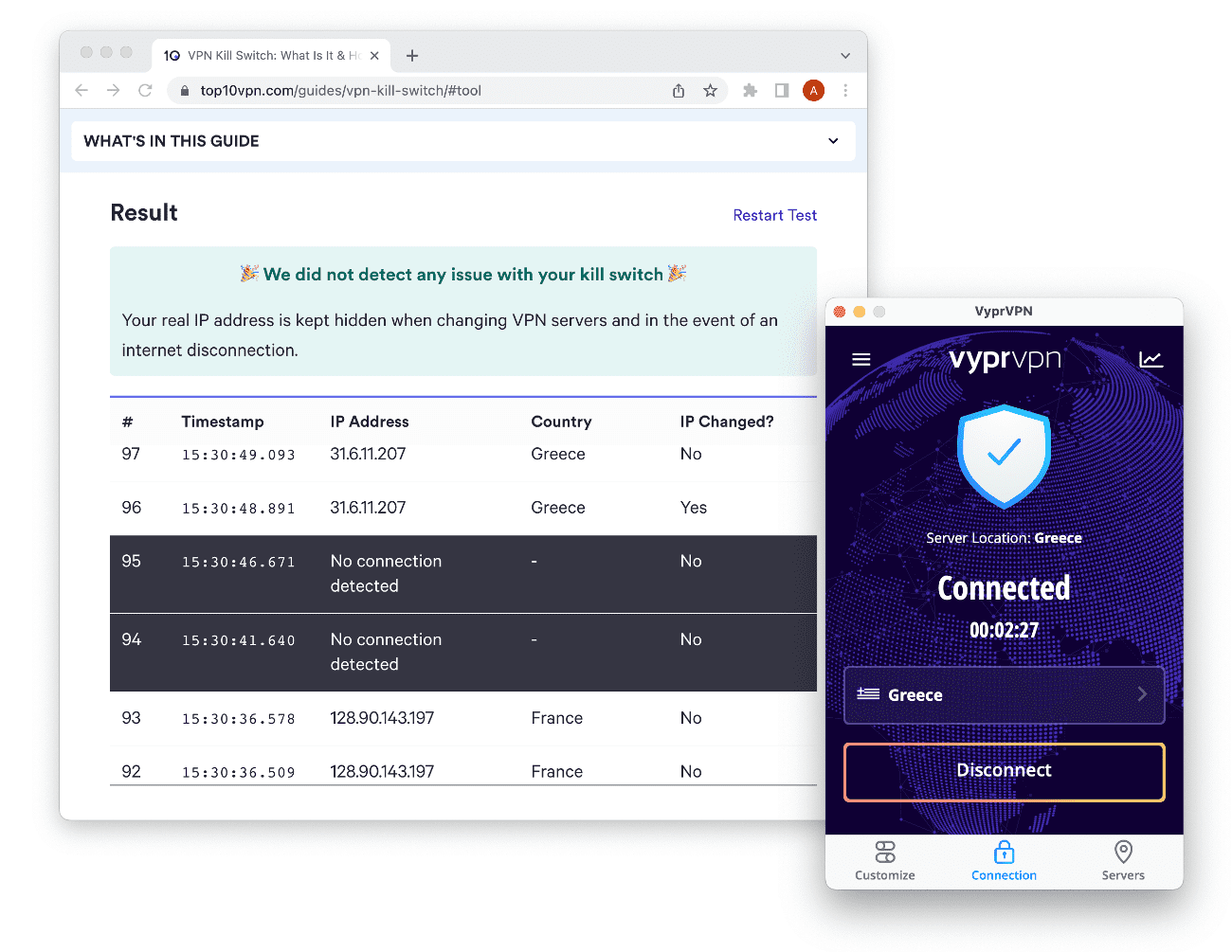 VyprVPN passed our kill switch test on macOS