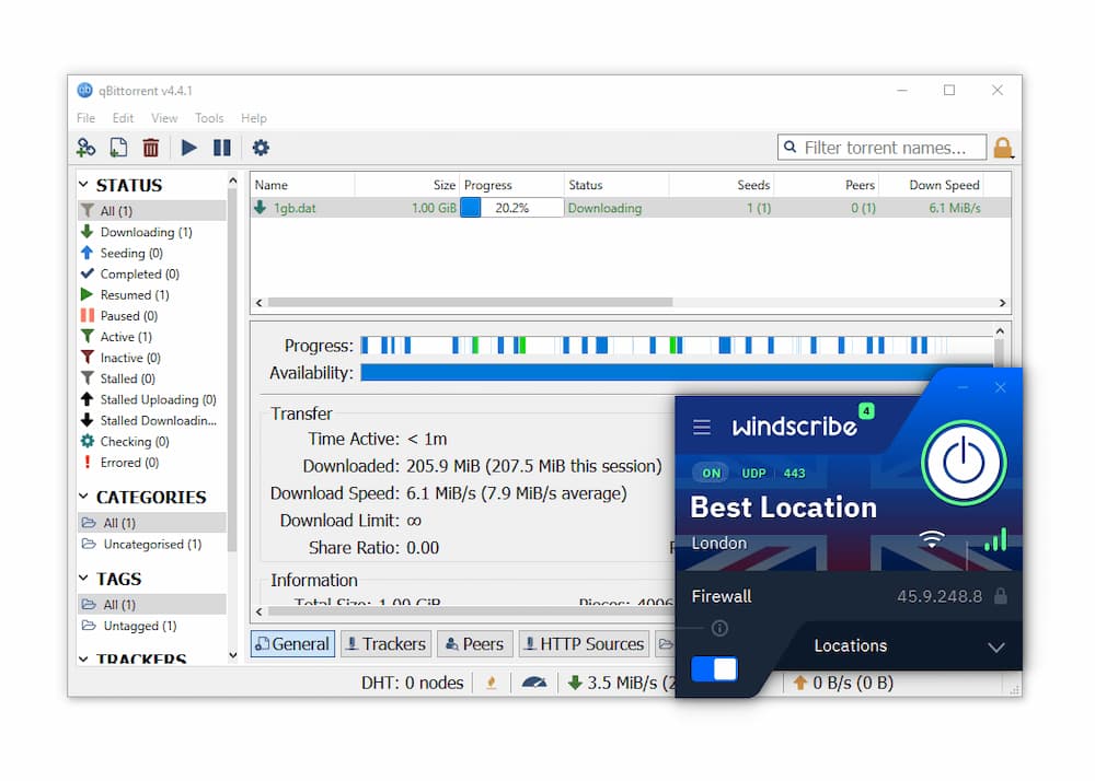Both versions of Windscribe work well for torrenting