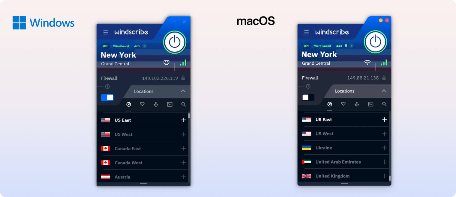 Windscribe Windows and Mac apps