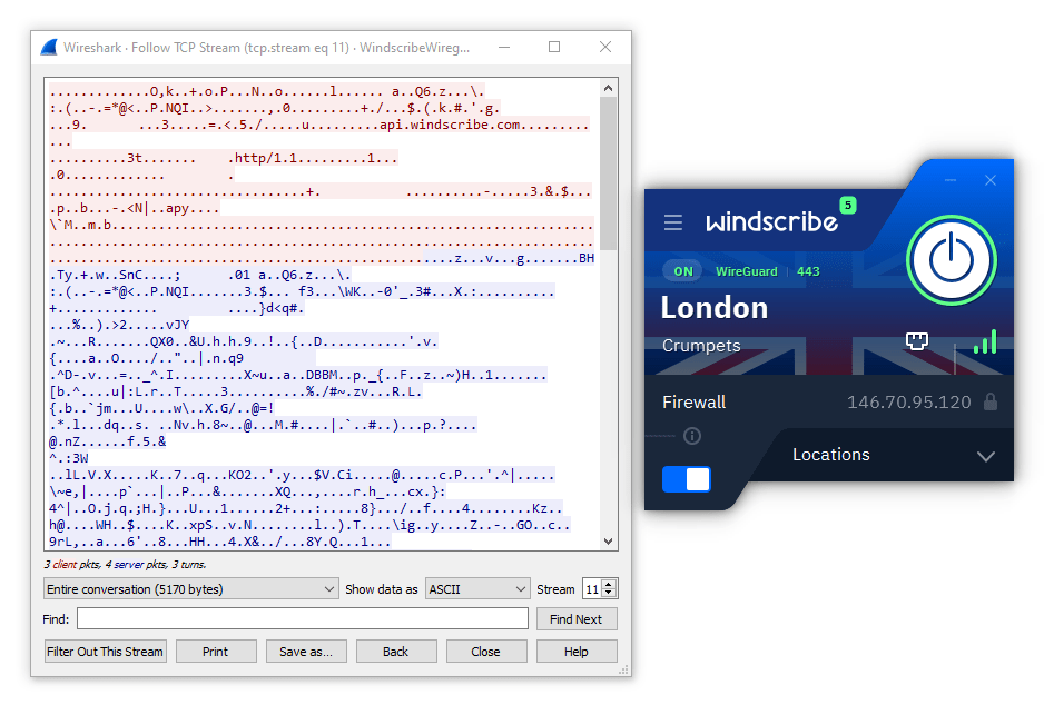 Windscribe securely encrypts network traffic