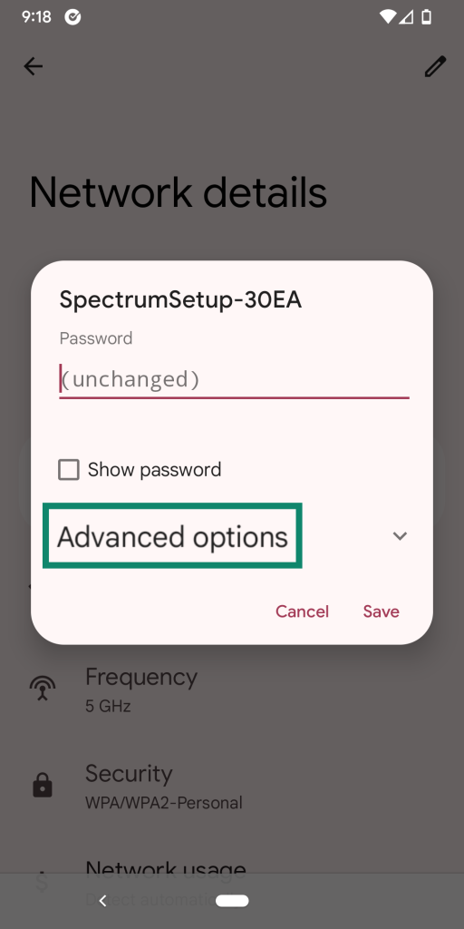 Advanced options