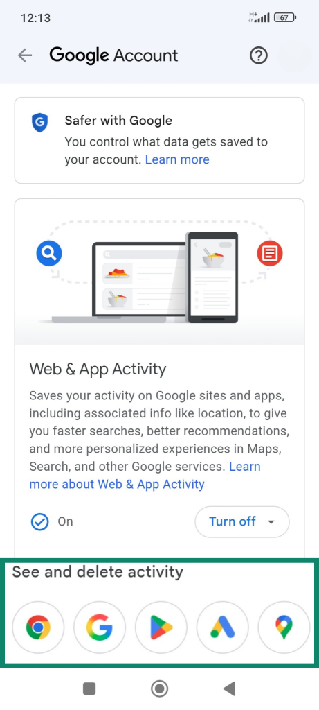 See and delete activity
