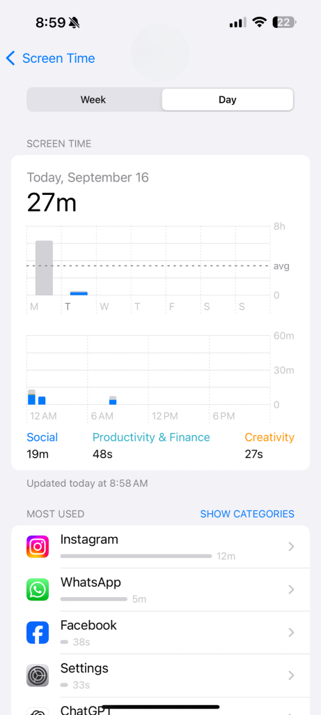 Screen Time details