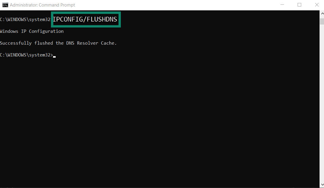 ipconfig /flushdns