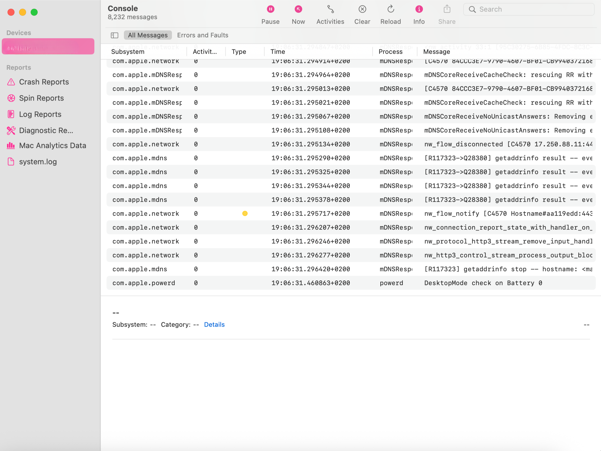 DNS query logs associated 